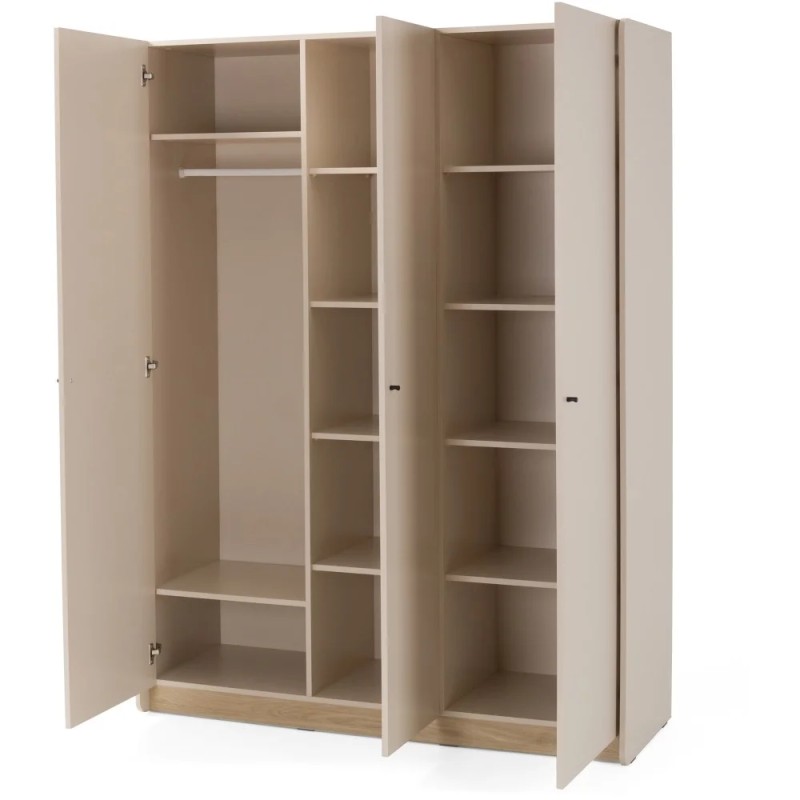 Szafa ALEX 3-drzwiowa | Nowoczesna szafa z półkami i drążkiem