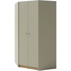 Szafa narożna ALEX – nowoczesny design, dąb piaskowy i eukaliptus