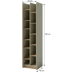 Regał ALEX z 11 półkami – nowoczesny design, eukaliptus i dąb piaskowy