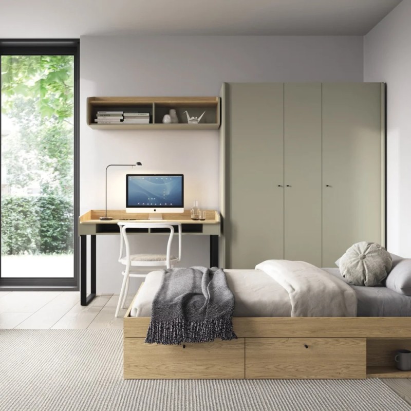 Regał ALEX z 11 półkami – nowoczesny design, eukaliptus i dąb piaskowy