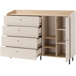 Komoda ALEX z 1 drzwiami i 4 szufladami – nowoczesny mebel do przechowywania