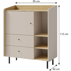 Komoda ALEX z 1 drzwiami i 2 szufladami