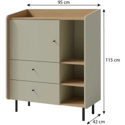 Komoda ALEX z 1 drzwiami i 2 szufladami