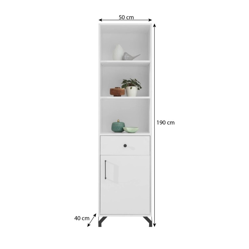 Regał BERGO z 1 drzwiami i 1 szufladą – nowoczesny i funkcjonalny