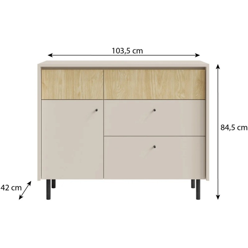Komoda MONAKO 4 szuflady i 1 drzwi – nowoczesna i kompaktowa