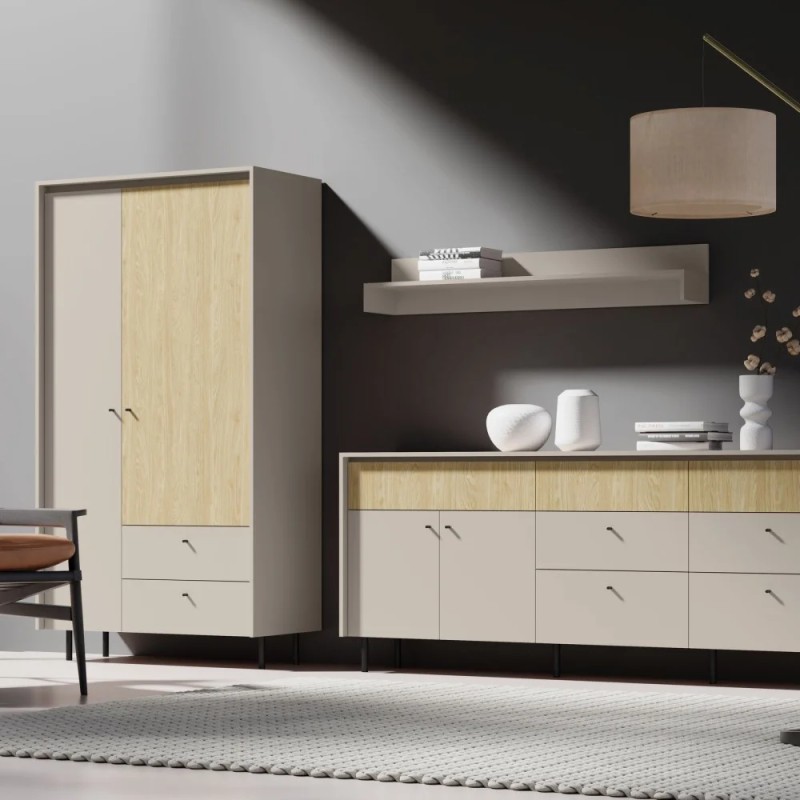 Szafa MONAKO z 2 drzwiami i 2 szufladami – nowoczesny design i pojemne wnętrze