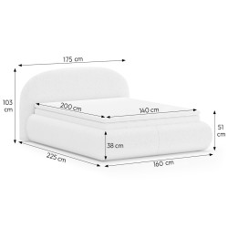 Łóżko MOTTI z pojemnikiem i materacem H2 – nowoczesne łóżko bouclé | BeautySofa24