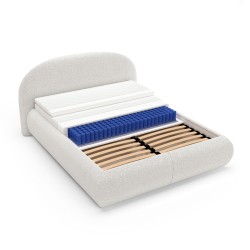 Łóżko MOTTI z pojemnikiem i materacem H2 – nowoczesne łóżko bouclé | BeautySofa24