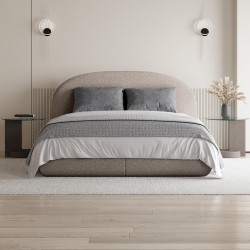 Łóżko MOTTI z pojemnikiem i materacem H2 – nowoczesne łóżko bouclé | BeautySofa24