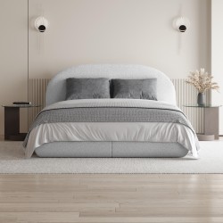 Łóżko MOTTI z pojemnikiem i materacem H2 – nowoczesne łóżko bouclé | BeautySofa24