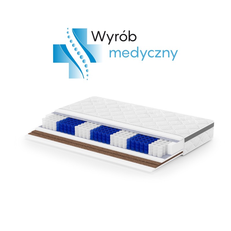 Materac kieszeniowy MEDIRO THERM SENIOR – dwustronny komfort H3/H4, 7 stref podparcia