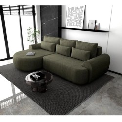 Narożnik z funkcją spania Olivio Modesto zielony aranżacja lewy