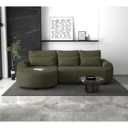 Narożnik z funkcją spania Olivio Modesto zielony aranżacja lewy przód