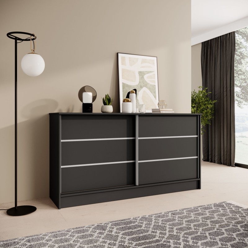 Komoda MIRELA z 2 drzwiami przesuwnymi – nowoczesna i elegancka komoda do salonu | BeautySofa24