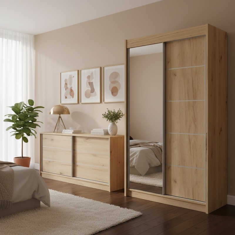 Komoda MIRELA z 2 drzwiami przesuwnymi – nowoczesna i elegancka komoda do salonu | BeautySofa24