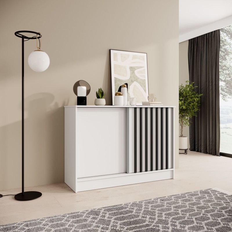 Komoda HORIZON – nowoczesna komoda z lamelami i drzwiami przesuwnymi