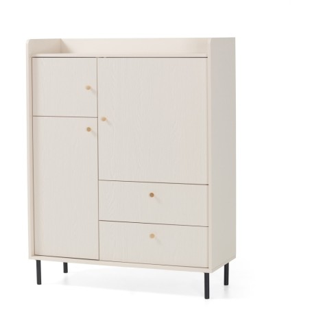 Komoda GLORIA – nowoczesna z 2 szufladami i 3 drzwiami, złote uchwyty