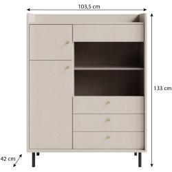 Witryna GLORIA – nowoczesna z 2 szufladami i 3 drzwiami