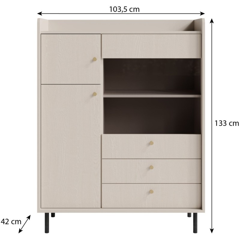 Witryna GLORIA – nowoczesna z 2 szufladami i 3 drzwiami