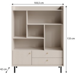 Regał GLORIA – nowoczesny z 2 szufladami i 1 drzwiami