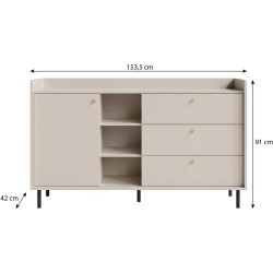 Komoda GLORIA z 3 szufladami i otwartymi półkami