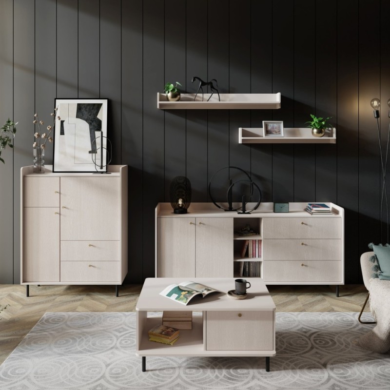 Komoda GLORIA z 3 szufladami i otwartymi półkami