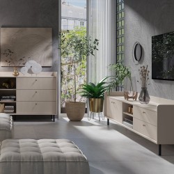 Komoda GLORIA z 3 szufladami i otwartymi półkami