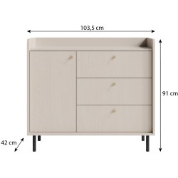 Komoda GLORIA – nowoczesna z 3 szufladami i 1 drzwiami