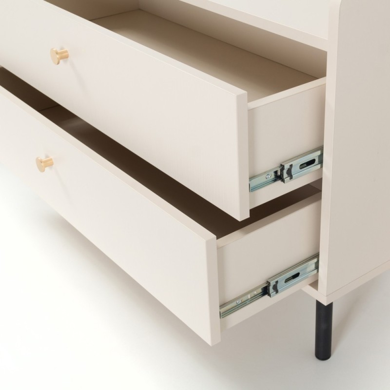 Szafka RTV GLORIA – nowoczesna z 2 szufladami i 1 drzwiami, złote detale