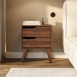 Stolik nocny NOREL z 2 szufladami – skandynawski, elegancki, funkcjonalny
