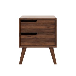 Stolik nocny NOREL z 2 szufladami – skandynawski, elegancki, funkcjonalny