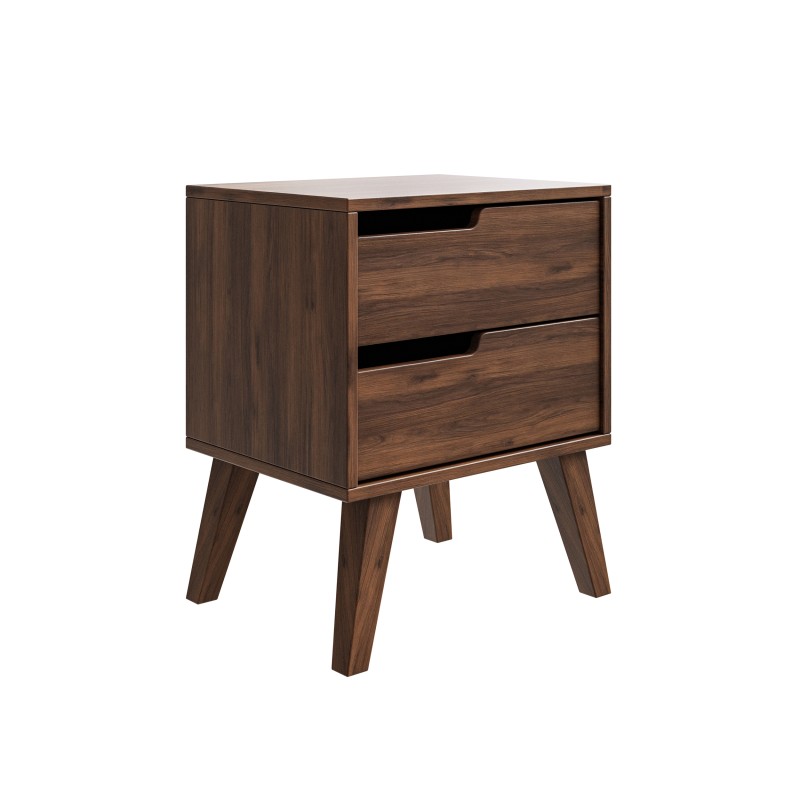 Stolik nocny NOREL z 2 szufladami – skandynawski, elegancki, funkcjonalny