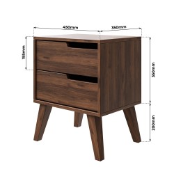 Stolik nocny NOREL z 2 szufladami – skandynawski, elegancki, funkcjonalny