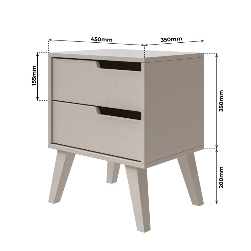 Stolik nocny NOREL z 2 szufladami – skandynawski, elegancki, funkcjonalny