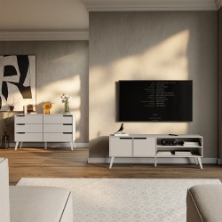 Stolik nocny NOREL z 2 szufladami – skandynawski, elegancki, funkcjonalny