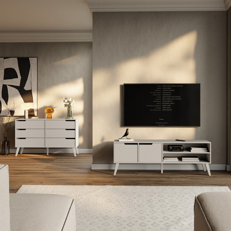 Stolik nocny NOREL z 2 szufladami – skandynawski, elegancki, funkcjonalny