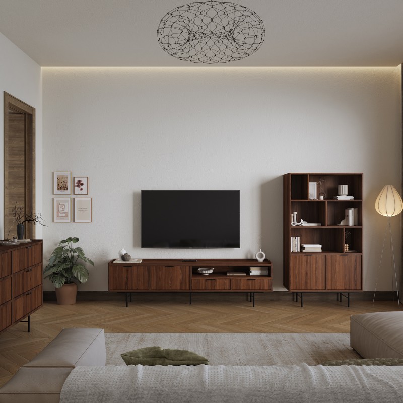 Regał EVRON 4 półki i 2 szafki – nowoczesny i funkcjonalny