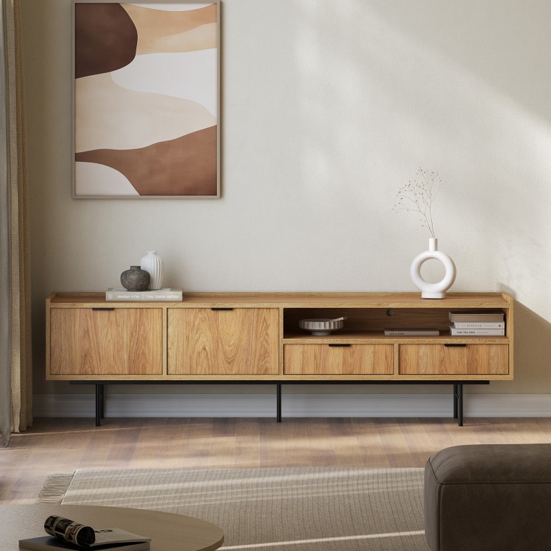 Szafka RTV EVRON 200 cm – nowoczesna szafka z 2 szufladami i 2 drzwiami