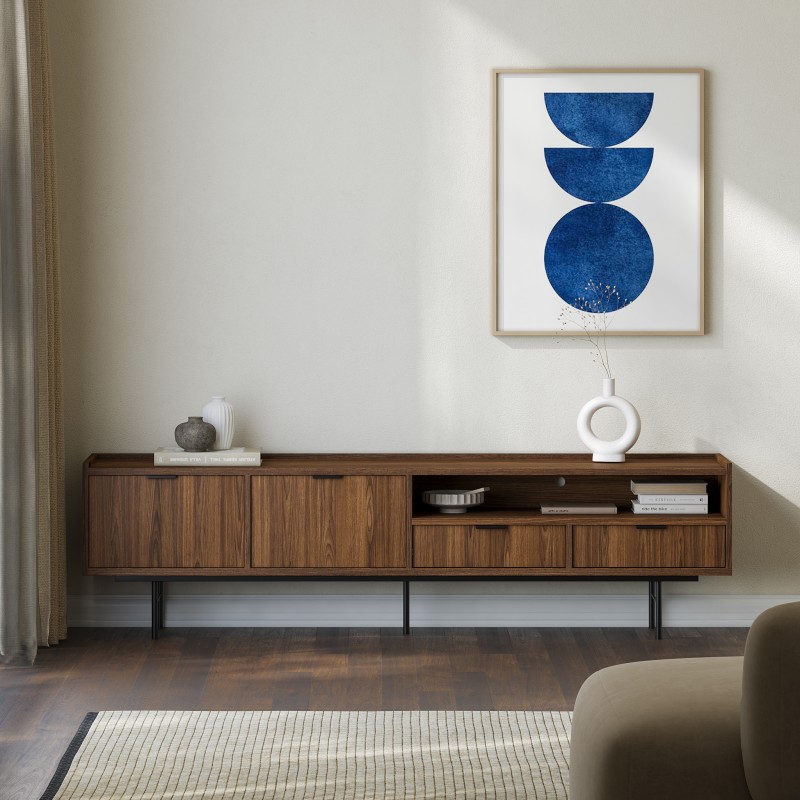 Szafka RTV EVRON 200 cm – nowoczesna szafka z 2 szufladami i 2 drzwiami