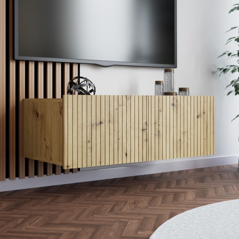 Szafka RTV KAVELL 100 cm – szafka z ryflowanym frontem