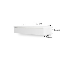 Konsola wisząca NIVARO – nowoczesna wisząca półka z 1 szufladą, biały lub czarny połysk