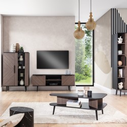 Regał PARINI – 1 drzwi, 8 półek, nowoczesny design | Czarny Grafit / Captains Deck