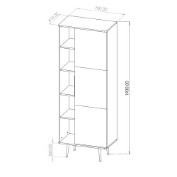 Regał PARINI – 1 drzwi, 8 półek, nowoczesny design | Czarny Grafit / Captains Deck
