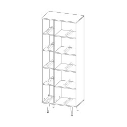 Regał PARINI – 1 drzwi, 8 półek, nowoczesny design | Czarny Grafit / Captains Deck