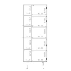 Regał PARINI – 1 drzwi, 8 półek, nowoczesny design | Czarny Grafit / Captains Deck