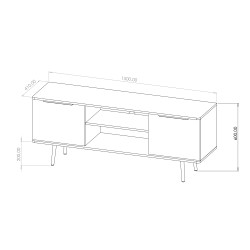 Szafka RTV PARINI – 2 drzwi, 1 półka, nowoczesny design | Czarny Grafit / Captains Deck