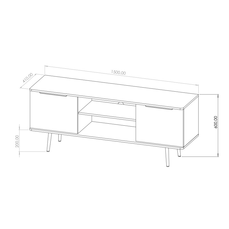 Szafka RTV PARINI – 2 drzwi, 1 półka, nowoczesny design | Czarny Grafit / Captains Deck