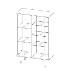 Witryna PARINI – 2 drzwi, 5 półek, hartowane szkło | Czarny Grafit / Captains Deck