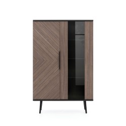 Witryna PARINI – 2 drzwi, 5 półek, hartowane szkło | Czarny Grafit / Captains Deck