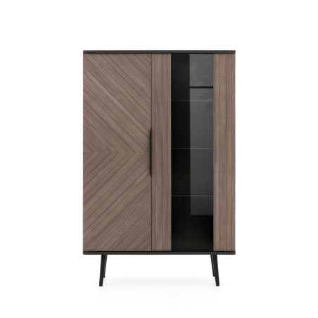 Witryna PARINI – 2 drzwi, 5 półek, hartowane szkło | Czarny Grafit / Captains Deck